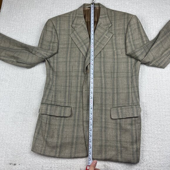 Alberto Cardinali Italy Made Wool Golden Brown Plaid Blazer Sport Coat Sz 50 - Picture 8 of 16